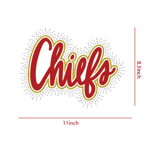 Chiefs Rhinestone Heat Transfer <strong>Large</strong> 11 Inch 3D Puff Glitter Iron on Patches for Football Game Day <strong>Hoodies</strong> - Product Image 3