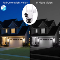 Kit de caméra de sécurité solaire WiFi à double objectif 4MP avec moniteur LCD 10,1 pouces, audio bidirectionnel, vision nocturne, panoramique/inclinaison et stockage sur carte SD