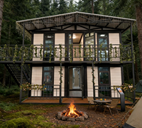 Kit de maison préfabriquée compacte, design conforme aux normes, avec mousse intégrée, pour camping, bungalow, mini-hôtel