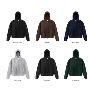 350GSM Lông Cừu Dây Kéo-up Người Đàn Ông Của Hoodies & Áo Nỉ Biểu Tượng Tùy Chỉnh Phun In Ấn Trống Quá Khổ Zip up Boxy Phù Hợp Với Áo - Product Image 3