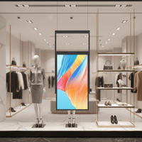 HBYLCD 43 İnç Yüksek Şeffaflıkta LCD Ekran Minimalist Cam Gövdeli Dokunmatik Ekran Perakende Mağazası Yön Bulma İçin Ayaklı Tip