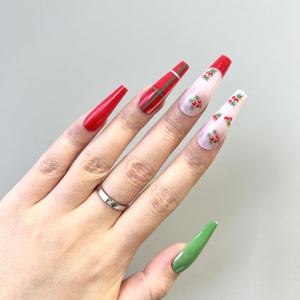 เล็บปลอมแบบสั้นสำหรับเล็บยาวเล็บปลอมของจริงพร้อมกาวสำหรับร้านเสริมสวยเล็บปลอมเจลเล็บปลอมแบบฝรั่งเศสจำนวน24ชิ้น - Product Image 1