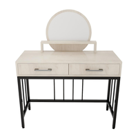 Coiffeuse nordique pour chambre à coucher avec miroir et éclairage, 100 cm, 2 tiroirs, structure en métal et fer, pour maquillage et coiffure
