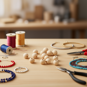 Perline di legno ILAN 16mm rotonde naturali per artigianato e creazione di gioielli - Product Image 2