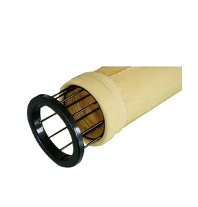Sac filtrant adapté aux besoins du client 600gsm matériel Nomex PE P84 PPS PTFE diamètre 140mm traitement chantant la cage de filtre assortie d'arrangement de chaleur