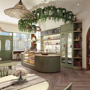 LUX Modern Glass Coffee Shop Bar Counter Trendy Bakery Furniture Design Custom Wooden Bakery Shop Showcase - Product Image 3