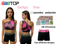 Conception personnalisée gratuite, impression de votre logo, tenue de danse de compétition et de cheerleading avec strass et jupes, vente en gros