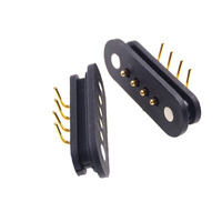 Conector magnético de ángulo recto de alta calidad de una sola fila 5V 2a 4 Pogo Pin con cable USB