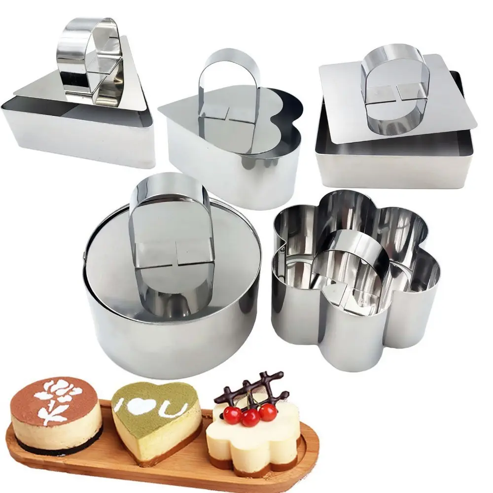 8cm Durchmesser Edelstahl Kuchen Kreis Kuchen form Mousse Ringe mit Drücker Cookie Sushi Cutter Form