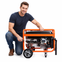 Generador Portátil de Gasolina con Arranque Eléctrico de Cable de Cobre Personalizado, 5KW 5.5KW 5000W 5500W, con Ruedas, Energía de Respaldo