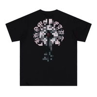 Camiseta de Manga Corta para Hombre, Estilo Hip Hop, de Secado Rápido, Ecológica, con Estampado Digital de Corazones Cromados, Tejido de Punto Holgado, Alto Gramaje 240g