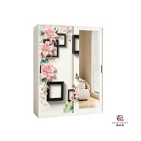 Armoire de chambre à coucher en acier imprimé à 2 portes, armoire de rangement en métal gain de place avec panneaux de porte à imprimé floral personnalisé