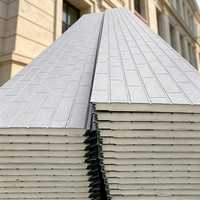Matériaux de construction, panneau sandwich isolé en PU à relief de briques verticales longues blanc argenté, stock direct usine