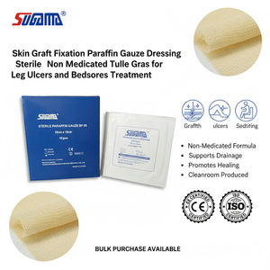 Apósito de Gasa de Parafina SUGAMA para Fijación de Injertos Cutáneos 10x10cm Estéril Sin Medicamentos Tulle Gras EOS Esterilizado para Úlceras de Pierna - Product Image 1