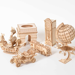 Kit Fai-da-Te in Legno Puzzle Nave a Vela Biplano Locomotiva a Vapore Treno Giocattolo per Adulti e Bambini - Product Image 2