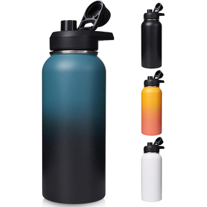 Bouteille d'eau au design innovant, gourde en acier inoxydable, bouteille de sport avec poignée et couvercle, 12oz 32oz 40oz 64oz - Product Image 1