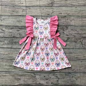 Vestido de Verano para Niña GSD3537, Color Rosa, con Lazos, Diseño de Huevo de Pascua, Sin Mangas, Transpirable, Hasta la Rodilla, ODM, Venta al por Mayor para Niños - Product Image 1