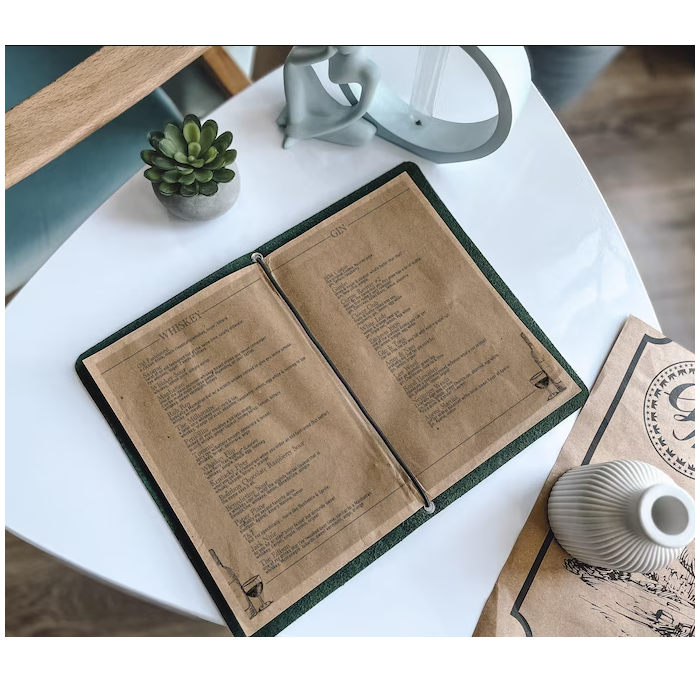faux leather menu cover a5