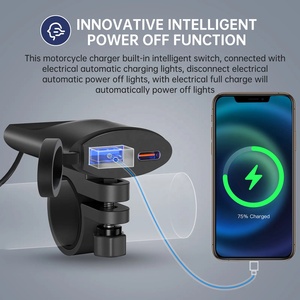 <span class=keywords><strong>Chargeur</strong></span> rapide étanche 12-24V QC3.0 double port USB-A+USB-C+Type-C pour guidon de <span class=keywords><strong>moto</strong></span> et téléphone portable - Product Image 3