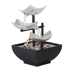 Modern Water Fountain Square Iron <b>Desk</b> Decor For Home Office <b>Study</b> With LED Light Feature - Product Image 5