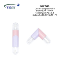 Tube de brillant à lèvres innovant à double extrémité, marque privée, 6 ml, 2 flacons de brillant à lèvres vides à double face, emballage cosmétique en vrac YuDong