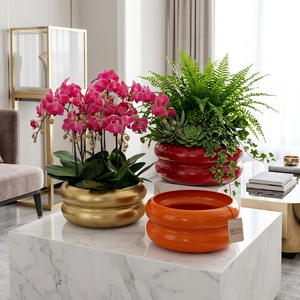 Pot de fleurs en fer minimaliste moderne, jardinière décorative en métal artisanale pour la décoration intérieure, le salon, le jardin, le bureau - Product Image 4