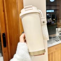 Gobelet à café isotherme portable anti-fuite à double usage avec cordon de transport, en acier inoxydable à double paroi, mug de voyage thermique