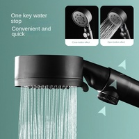 Pomme de douche à main en ABS à cinq vitesses réglables, design moderne Black Samurai, pressurisée, garantie 1 an pour la salle de bain
