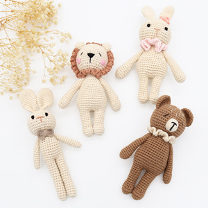 Jouet hochet en coton naturel de haute qualité, motif lapin ou ours, avec <span class=keywords><strong>anneau</strong></span> de dentition en bois <span class=keywords><strong>pour</strong></span> bébés filles et garçons - Product Image 3