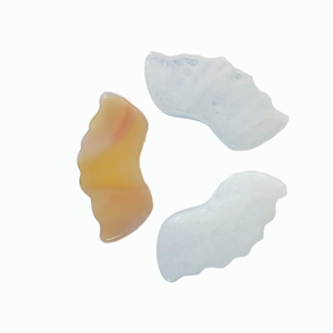 เครื่องมือนวดตัวทำจากหินอาเกตธรรมชาติ 100% ขายดี  แผ่นขูดหน้ากัวซาสีเทา - Product Image 6