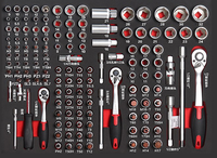 Servante d'Atelier 7 Tiroirs 5 Niveaux 208 Pièces, Ensemble d'Outils Manuels, Chariot de Rangement en Acier pour Garage et Atelier, Boîte à Outils