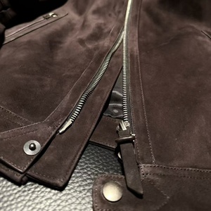 Nouvelle Veste Biker à Col Montant TF 2026 - Cuir Daim Mélange d'Agneau Importé d'Espagne Noir Ébène pour <span class=keywords><strong>Homme</strong></span> - Vêtement d'extérieur Décontracté en Cuir - Product Image 5