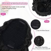 Chignon queue de cheval en fibre haute température, style Afro crépu bouclé, petites boucles volumineuses, avec cordon de serrage réglable, pour le marché transfrontalier Europe-Amérique