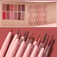 Crayon à lèvres mat 12 couleurs nude naturel à pointe fine, haute pigmentation, waterproof, longue tenue, contour gratuit