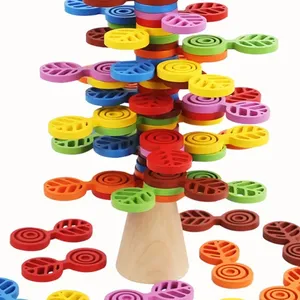몬테소리 어린이 교육 색상 블록 트리 색상 인식 퍼즐 게임 장난감 PVC 1:1 DIY 장난감 나무 남여 공용 블록 세트 56