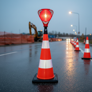 High Visible PVC 75 Degree Cone Triangle Flashing Light Set Traffic Cone Roadway Safety White Reflective Tape <b>Rubber</b> <b>Plastic</b> PU - Product Image 3