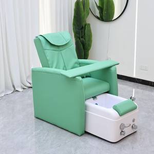 Fauteuil de pédicure de luxe moderne en cuir vert pour salon de manucure, avec massage et pompe à jets pour soins des pieds - Product Image 1