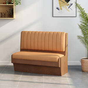 Chất Lượng Cao Rắn Gỗ Da Thương Mại Nhà Hàng Đồ Nội Thất Thiết Lập Thức Ăn Nhanh Tùy Chỉnh Sofa Gian Hàng Ăn Thép Bàn Và Ghế - Product Image 6