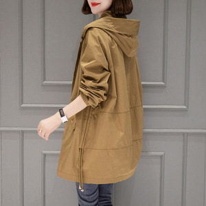 Gabardina para <span class=keywords><strong>mujer</strong></span>, abrigo informal de primavera y otoño de longitud media para <span class=keywords><strong>mujer</strong></span>, abrigo de moda con capucha de temperamento femenino - Product Image 6