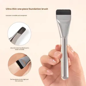 Ensemble de pinceaux de maquillage ultra-fins à face plate, poils synthétiques, manche en plastique, pour fond de teint, correcteur, crème, liquide, pinceau de mélange - Product Image 1