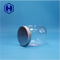 Pot en plastique PET de forme polygonale de 820 ml pour bonbons rocheux, noix, en-cas, aliments en conserve avec couvercle en plastique, étanche, sans BPA, qualité alimentaire