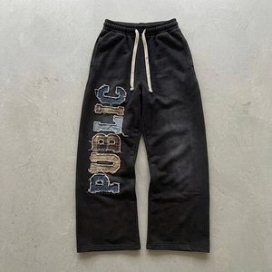 Pantalon de jogging ample et épais pour homme, style vintage, avec broderie personnalisée et appliques, 450 g/m², délavage acide, coupe large - Product Image 1