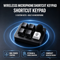 Clavier intelligent sans fil à 5 touches avec microphone, clavier mécanique à macros pour le montage vidéo, le codage, la diffusion en direct et les appels.