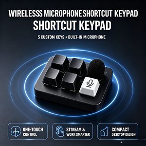 <span class=keywords><strong>Clavier</strong></span> intelligent sans fil à 5 touches avec microphone, <span class=keywords><strong>clavier</strong></span> mécanique à macros pour le montage vidéo, le codage, la diffusion en direct et les appels. - Product Image 1