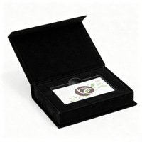 Boîte cadeau d'affaires en velours noir personnalisée avec sac fourre-tout assorti, logo en feuille d'or, ensemble d'emballage pour bon de réduction SPA, certificat cadeau