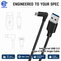 Câble USB 3.2 Gen 2 10 Gbps Type-C Mâle vers USB-A Mâle à Angle Droit 90 Degrés, Charge Rapide PD 60W, Blindé, pour Téléphones de Gaming