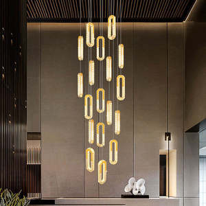 Lámpara Colgante Ovalada Moderna Dorada, Lámpara de Araña de Cristal LED, Altura Ajustable, Regulable, Bombilla E27, 2700K, Blanco Cálido, Tamaño Grande - Product Image 2