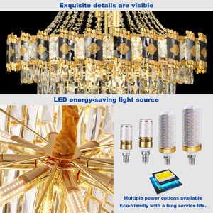 Lámpara de Araña de Cristal LED de Alta Gama, Lámpara Colgante Dorada de Lujo para Comedor, Sala de Estar y Dormitorio - Product Image 6