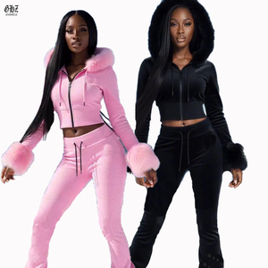 เสื้อแจ็คเก็ตขนเฟอร์ผู้หญิงปี 2026 สไตล์สตรีทแวร์ Y2k เสื้อฮู้ดครอปแขนยาวขนเฟอร์ และชุดวอร์มขายาว - Product Image 3