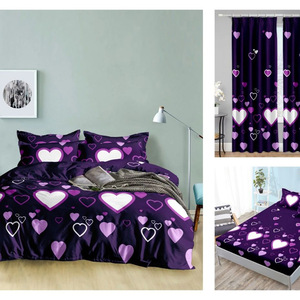 Bộ Ga Trải Giường Cảm Giác Vi Sợi 100% Polyester Bộ Ga Trải Giường Sang Trọng Với 4 Rèm Cửa Phù Hợp - Product Image 5